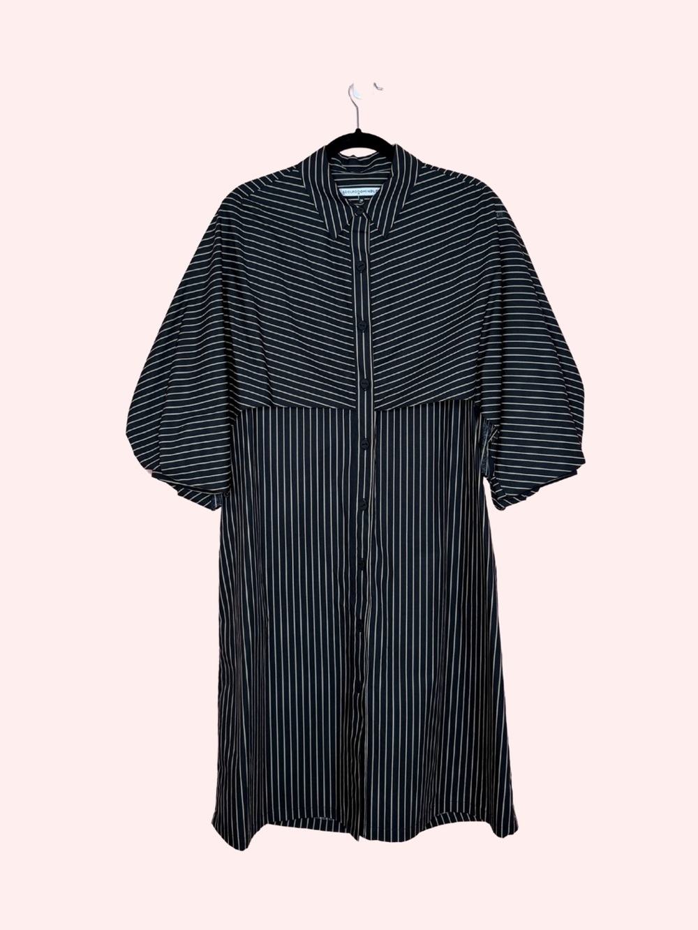 WORN ONCE: Adolfo Dominguez Black and White Striped Midi Shirt Dress